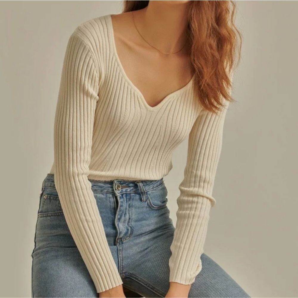 L*Space Ribbed Knit Cropped Top Raglan Sleeves Women's Size Medium